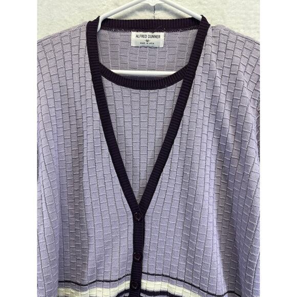 Vintage Alfred Dunner Stunner! Purple Cardigan Faux 2 Pc GrannyCore Size M - Picture 3 of 8